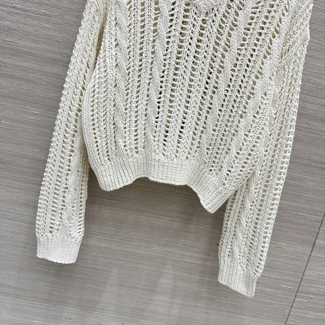 Brunello Cucinelli Jute And Cotton Cable & Mesh Sweater - DesignerGu