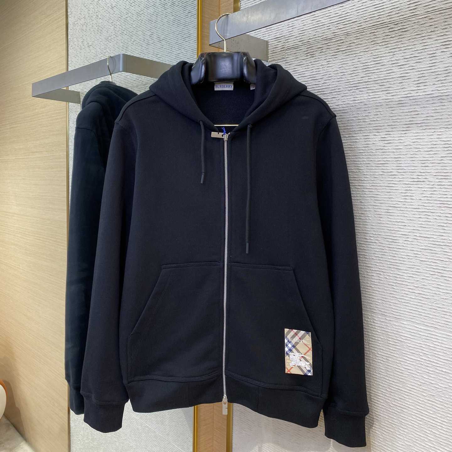 Burberry Check Label Cotton Zip Hoodie - DesignerGu