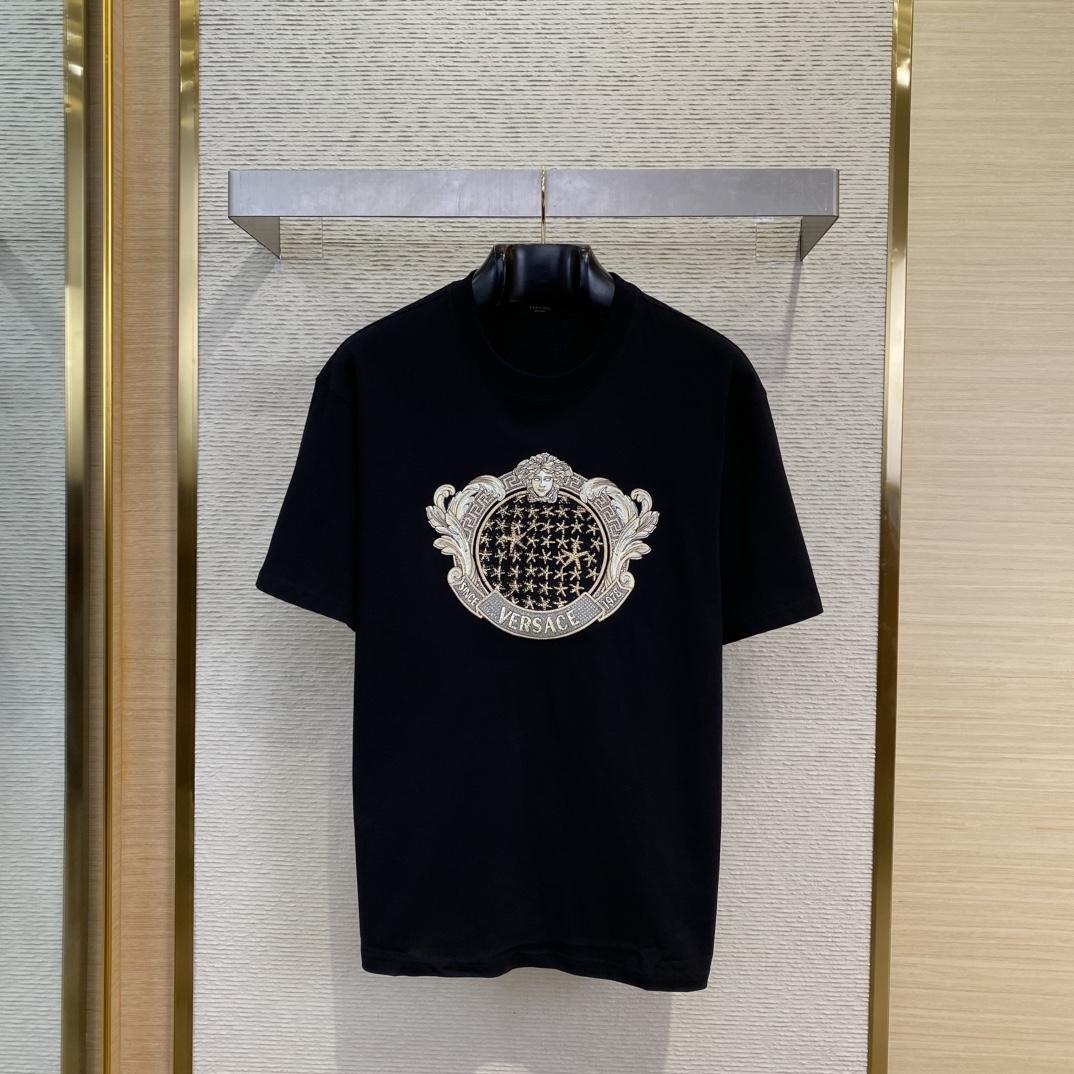 Versace Crystal Starfish Blason T-Shirt Black  - DesignerGu