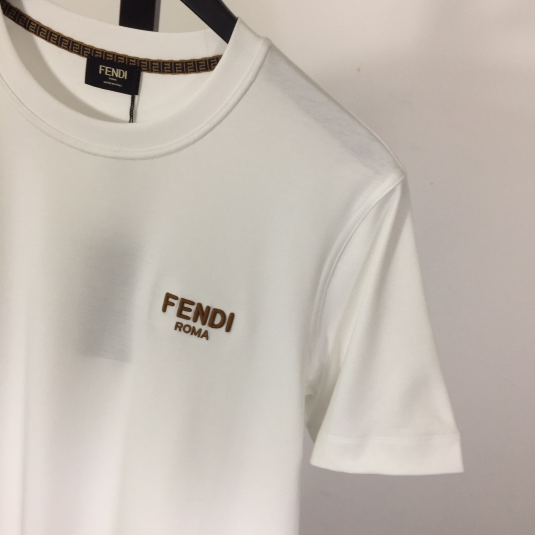 Fendi Cotton Jersey T-shirt With Embroidery - DesignerGu