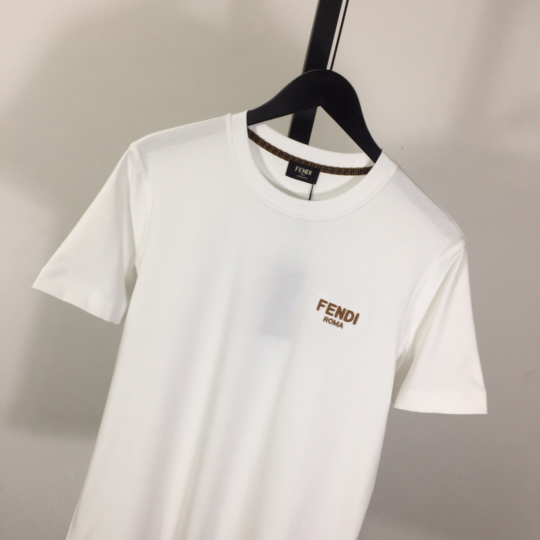 Fendi Cotton Jersey T-shirt With Embroidery - DesignerGu