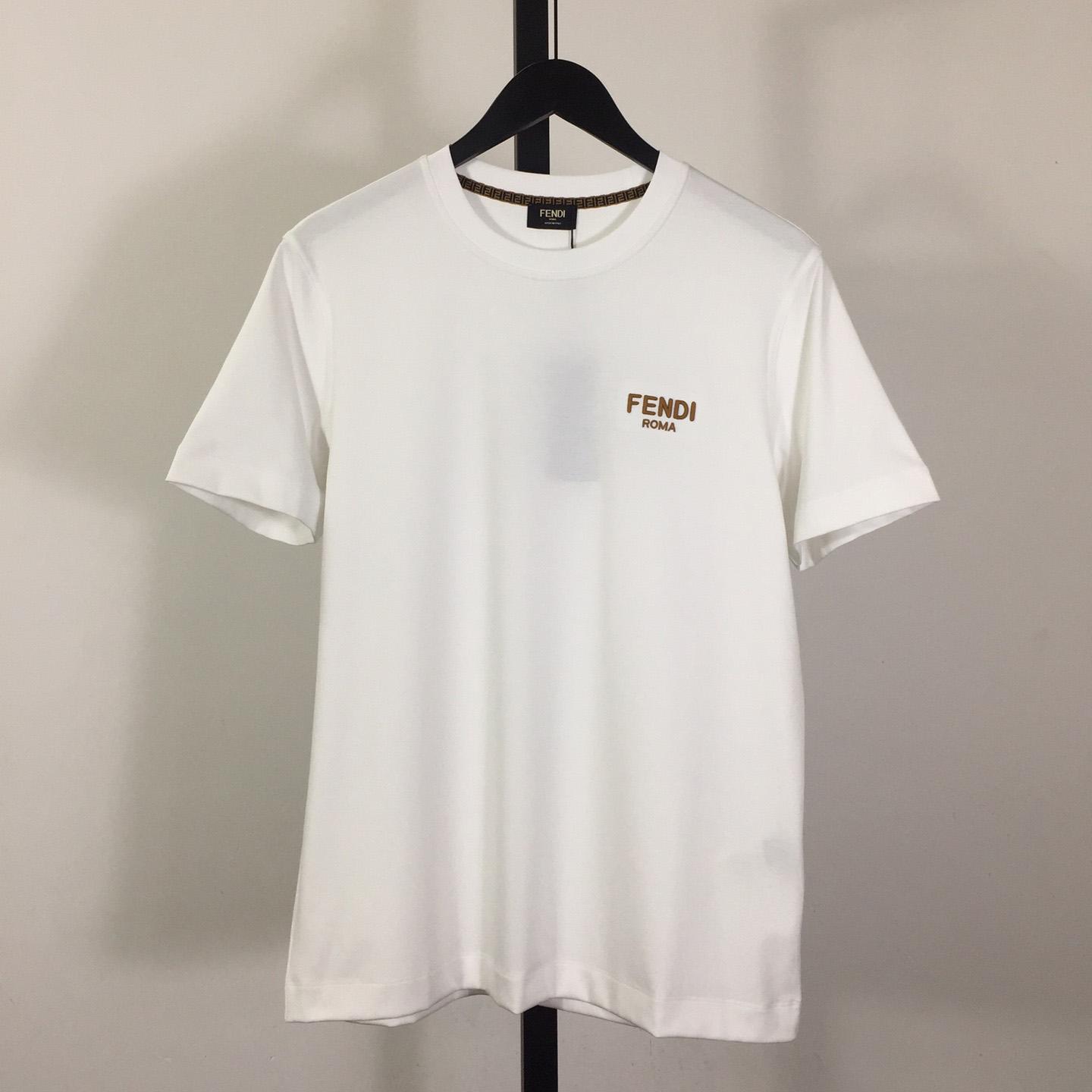 Fendi Cotton Jersey T-shirt With Embroidery - DesignerGu